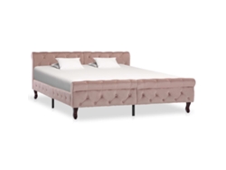 Estructura De Cama Sin Colchón Terciopelo Rosa 160x200 Cm