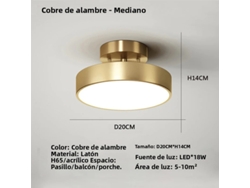 Lámpara de techo redonda nórdica dorada y negra con LED, incluye fuente de luz LED MDUG (blanco cálido dorado de 20 cm).