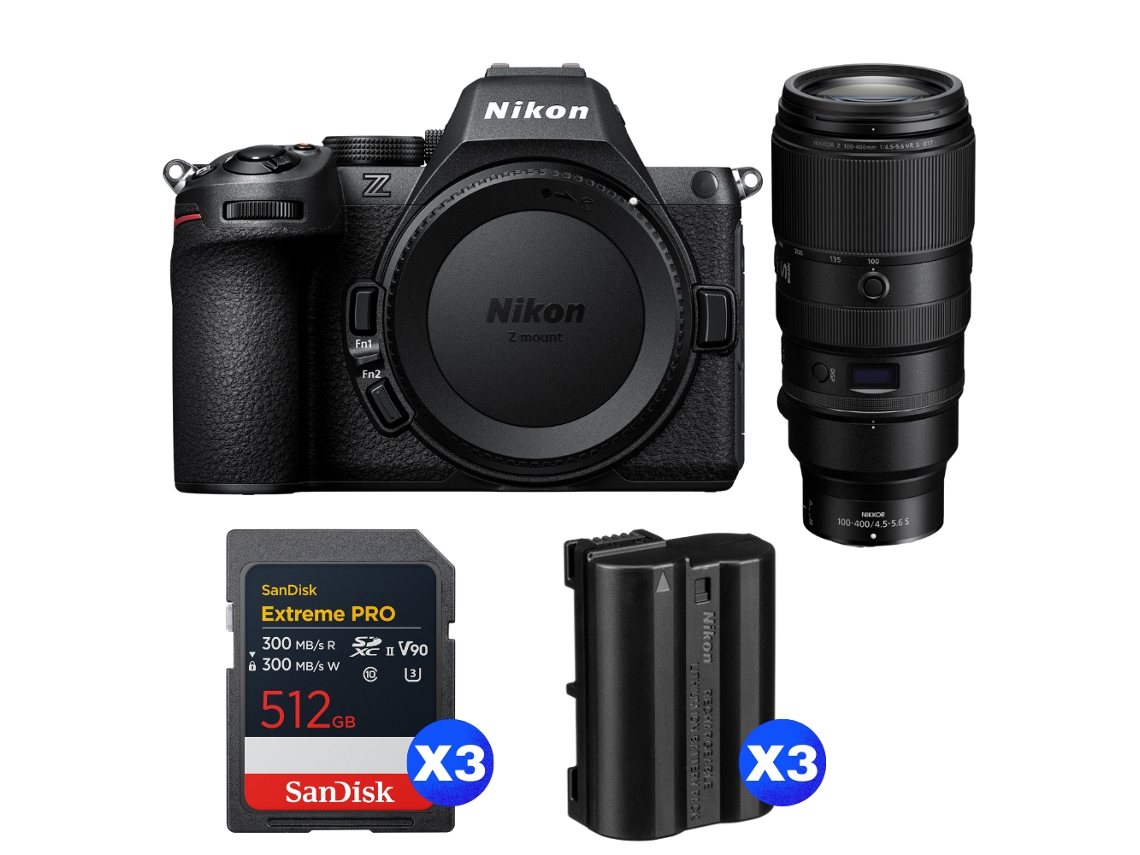 Nikon Z5 Ii + 100-400mm F/4.5-5.6 Vr S + 3 Sandisk 512gb Extreme Pro Uhs-ii Sdxc + 3 Nikon En-el15c + Ebook “20 Consejos Para Fotos Que Impactan”