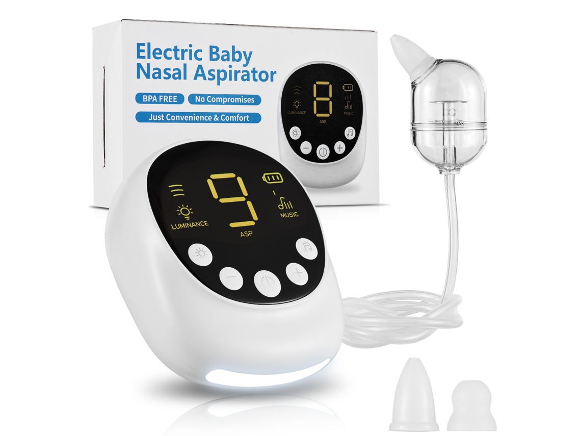 Aspirador Nasal Eléctrico Para Bebés, 9 Niveles, Luz Nocturna, Música Suave, Batería Integrada.