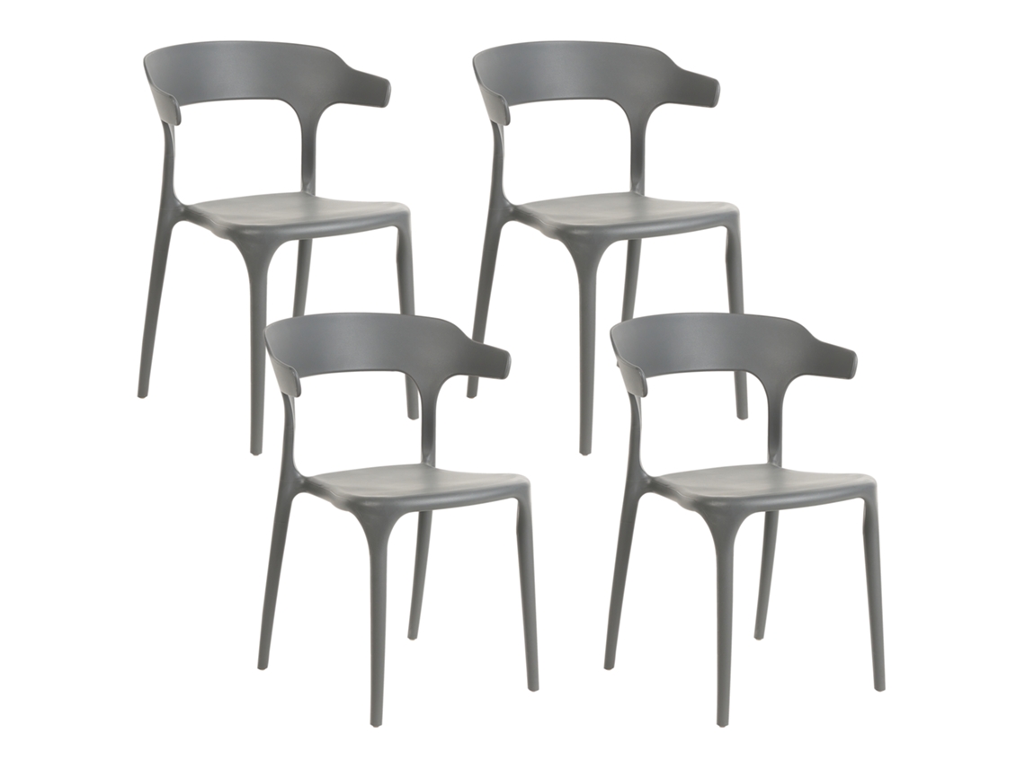 Juego de sillas de diseño moderno BELIANI Gubbio de Polipropileno Gris 52x44x76