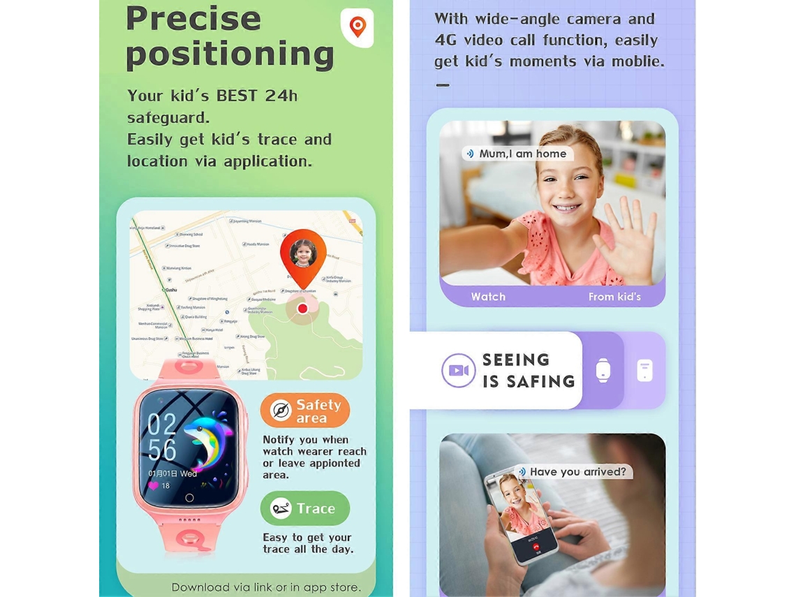 Reloj inteligente 4G para niños con GPS, SOS, resistente al agua IP67, videollamadas, seguimiento y Android Ly Ebike.