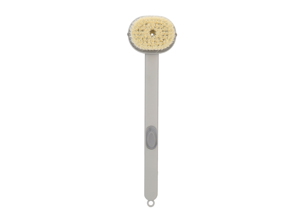 Escobilla De Baño Con Mango Largo Para Espalda, Cerdas De Dureza Moderada, Botón Para Crema De Ducha Y Diseño Colgable