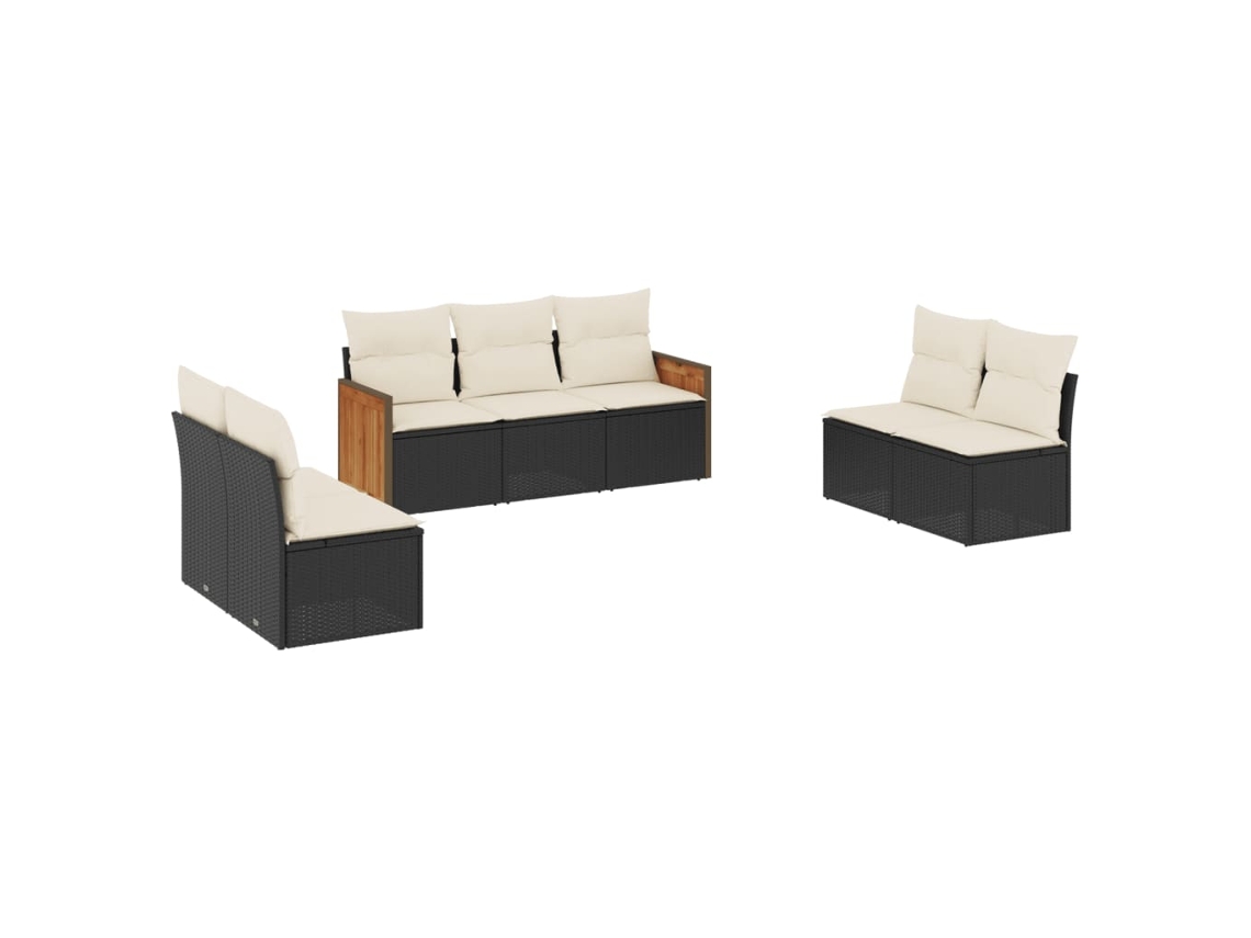 Maison Exclusive - Set De Comedor De Jardín 7 Pzas Y Cojines Ratán Sintético Negro