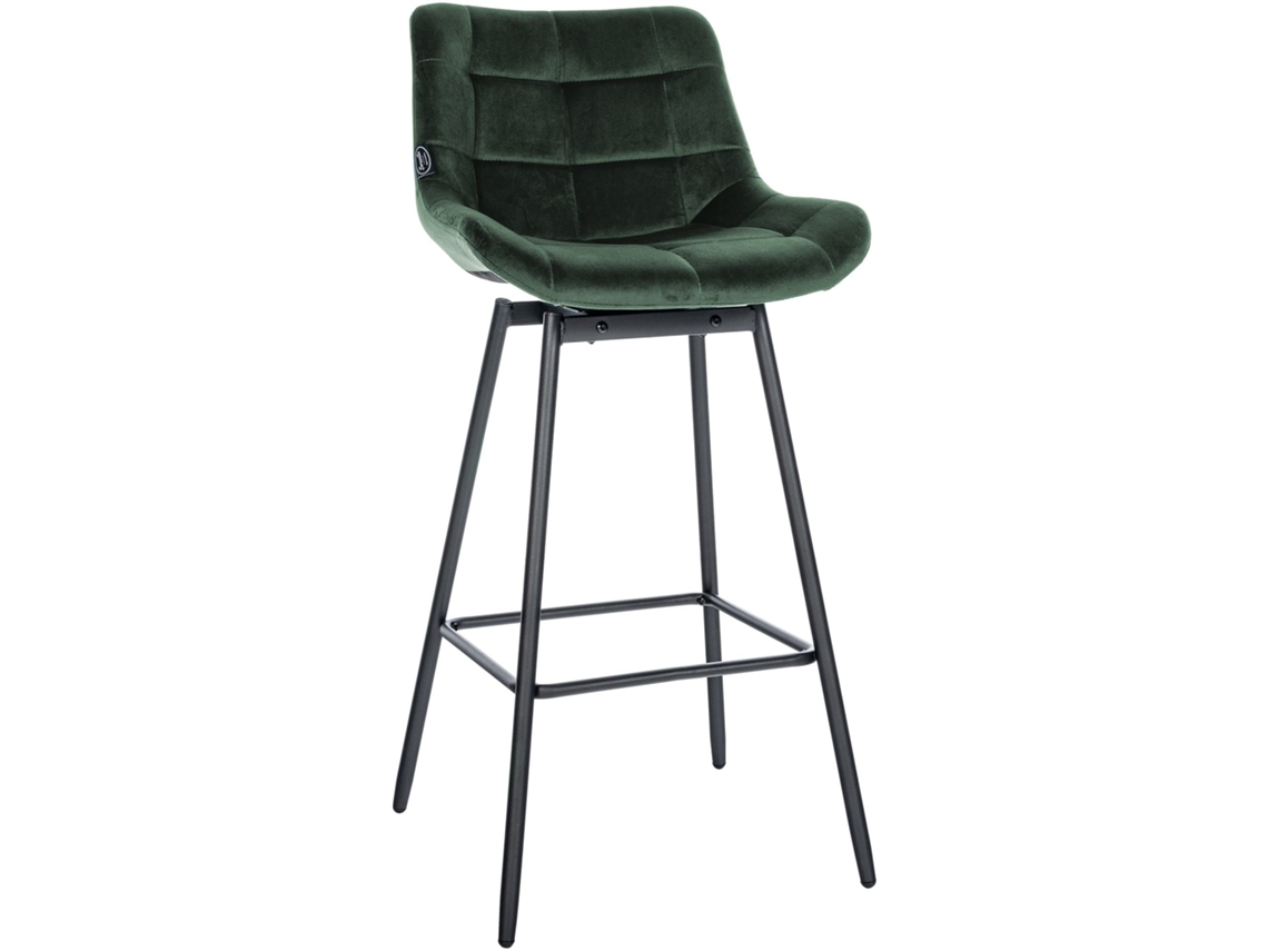 Taburete giratorio X1 en terciopelo acolchado verde oscuro, resistente estructura de metal negro de cuatro patas 10_0005742