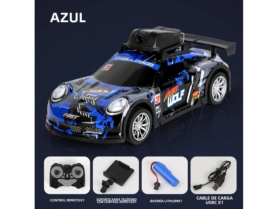 (Azul) Control remoto FPV 2.4G para cámara que graba videos y toma fotos, batería incluida.