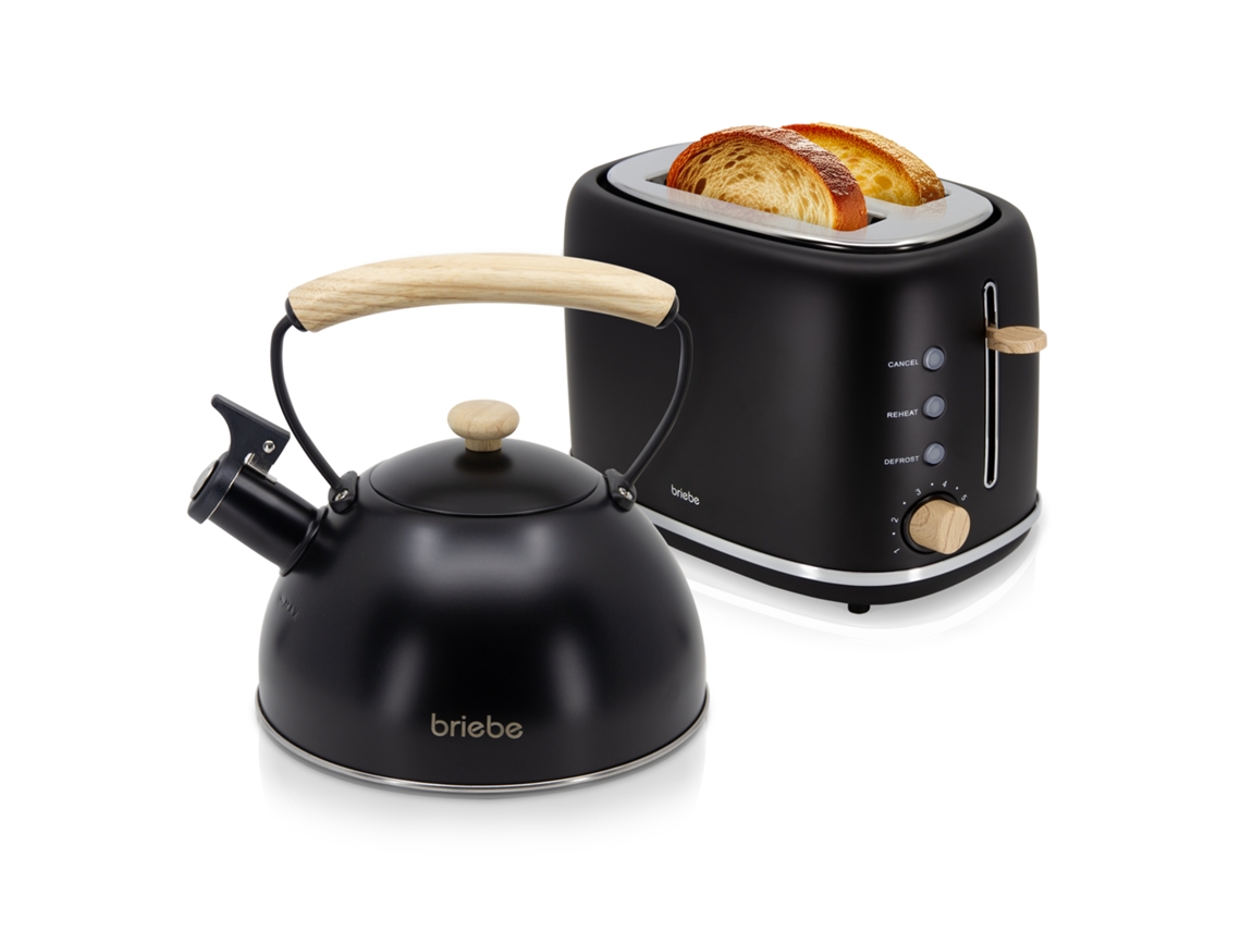 Hervidor de inducción Nordic Tostapane A Fessura Larga A 2 Fette con silbato, 2,3 L, Briebe, Skt1177blk, Negro