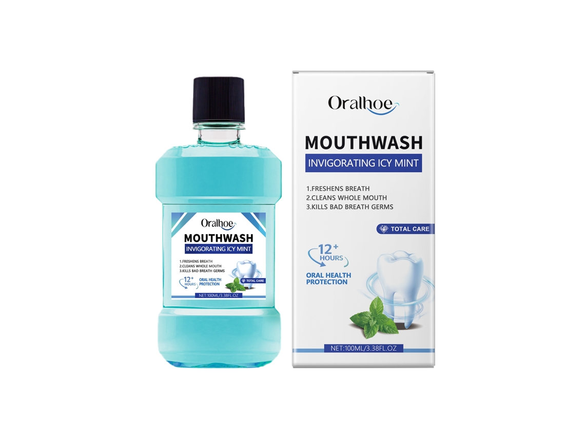 Enjuague bucal azul Fresh Breath para un aliento fresco