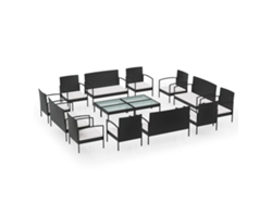 Maison Exclusive - Set Muebles De Jardín 16 Piezas Y Cojines Ratán Sintético Negro