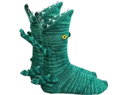 2026-28552-calcetas De Animal Cocodrilo Tejidas Personalizadas Para Regalo De Navidad Unisex