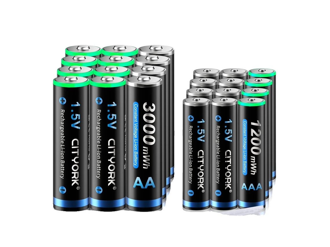Batería de litio recargable, larga duración, cargador inteligente con pantalla LCD, 12AA y 12AAA OEM