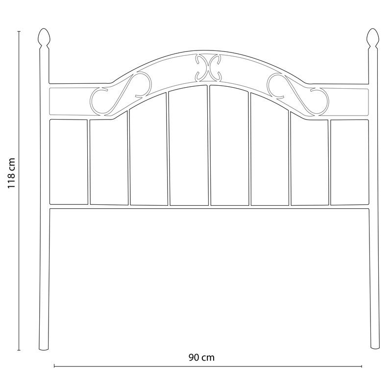Distrigal.sl Homesouth Cabezal dormitorio cabecero individual acabado en forja modelo deirdre medidas 90 cm ancho x 118 alto 90135150