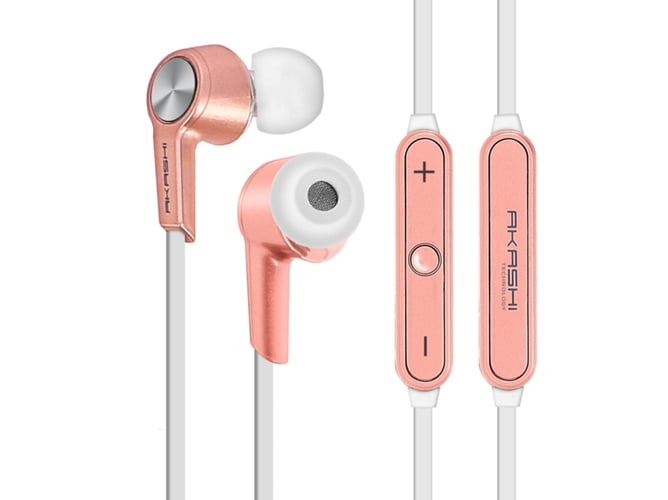 Auriculares Bluetooth AKASHI Audio HD (In Ear - Micrófono - Rosa)