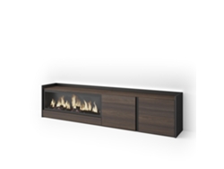 Mueble para TV, 212x35x50cm, para televisores de hasta 80'', chimenea eléctrica XXL, LED, roble oscuro y negro.