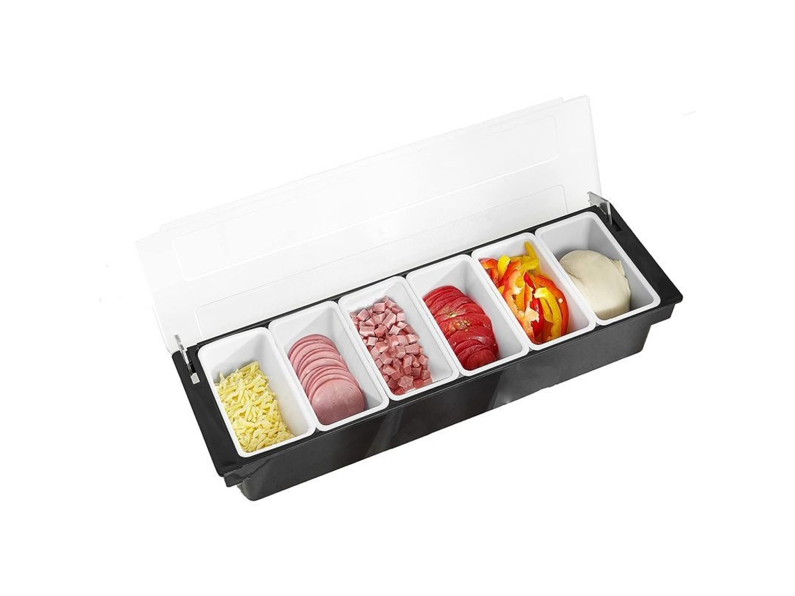 Dispensador De Condimentos Con 6 Compartimentos Extraíbles Para Ingredientes Y Especias De Pizza.