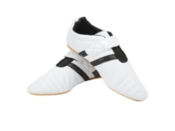 par de zapatillas de Taekwondo para artes marciales, boxeo, karate, kung-fu y tai chi para hombre y mujer, con rayas negras.