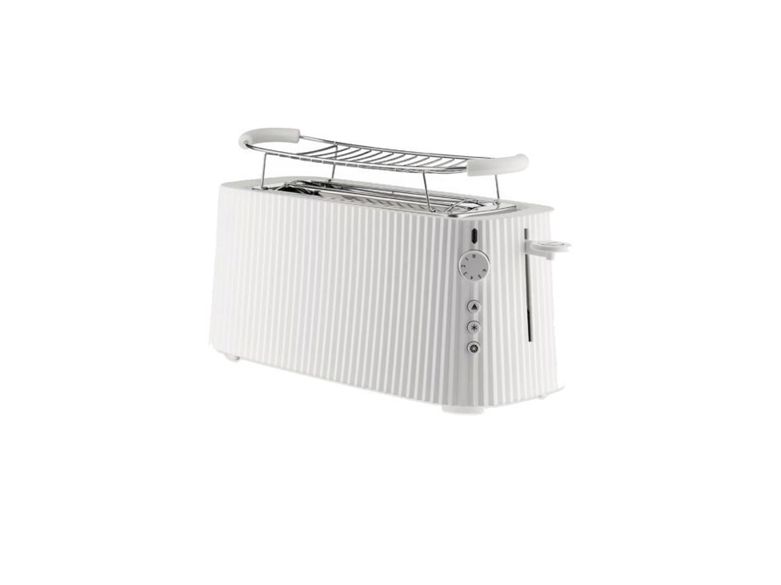 Tostadora Alessi Plissé Long con calentador de brioche, color blanco