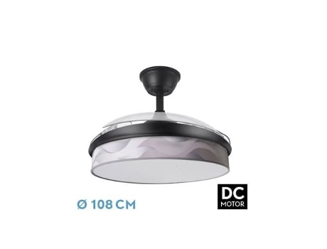 Ventilador DC Moda 72W Negro/Ola Gris 3 Aspas FABRILAMP
