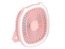 Ventilador De Escritorio Recargable Por Usb Con Luz, Velocidad Ajustable, Portátil Para Oficina/dormitorio - Rosado