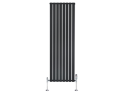 Radiador plano de una sola columna de 1800x560 mm - Negro, acero al carbono de 1,5 mm, 1412 W, alta eficiencia, válvulas termostáticas.