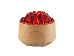 (madera Clara) Humidificador Usb De Leña Con Difusor De Aceites Esenciales, Que Presenta Un Diseño De Fuego De Carbón Y Volcán De Lava.