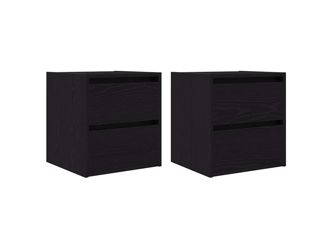 Maison Exclusive - Mesillas De Noche De Pared 2 Uds Roble Negro 38x34x40 Cm