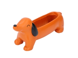 Vaso De Suculentas Dachshund De Resina Adorável Com Drenagem Eficiente Para Decoração