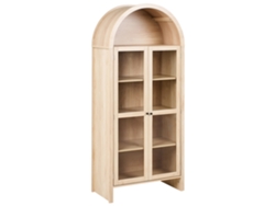 Mueble decorativo Beliani Glenwood con frente de cristal en aglomerado marrón 79x40x178