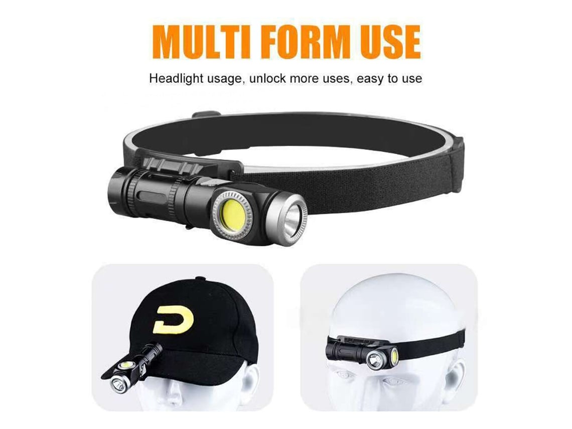 Lanterna Cabeça Led 2 Em 1 Formato L Usb Ímã Potente Mini Multifuncional Ajustável 90 Graus Aventuras Ar Livre Compacta Clipe Trilhas Caminhadas
