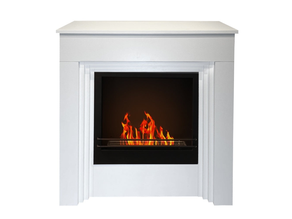 Chimenea de bioetanol de pie BELLINI en madera blanca  L96 x P35 x H96