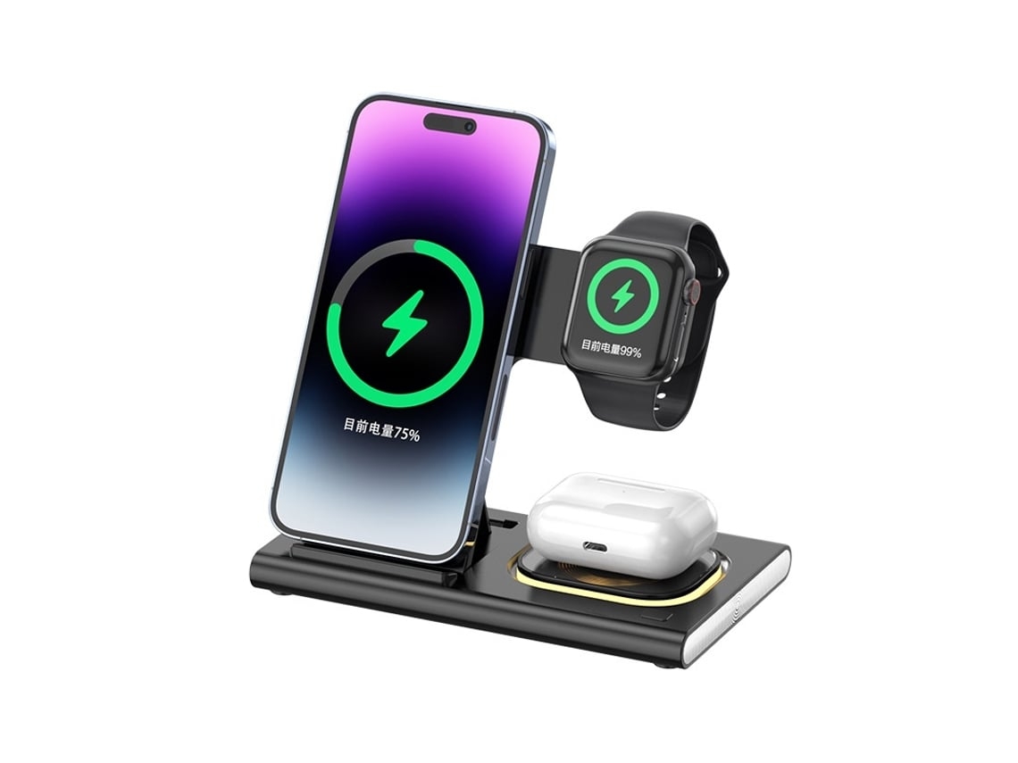 Estación De Carga Productos Rápido Inalámbrica Viaje Luz Para Apple Yemaesre Blanco