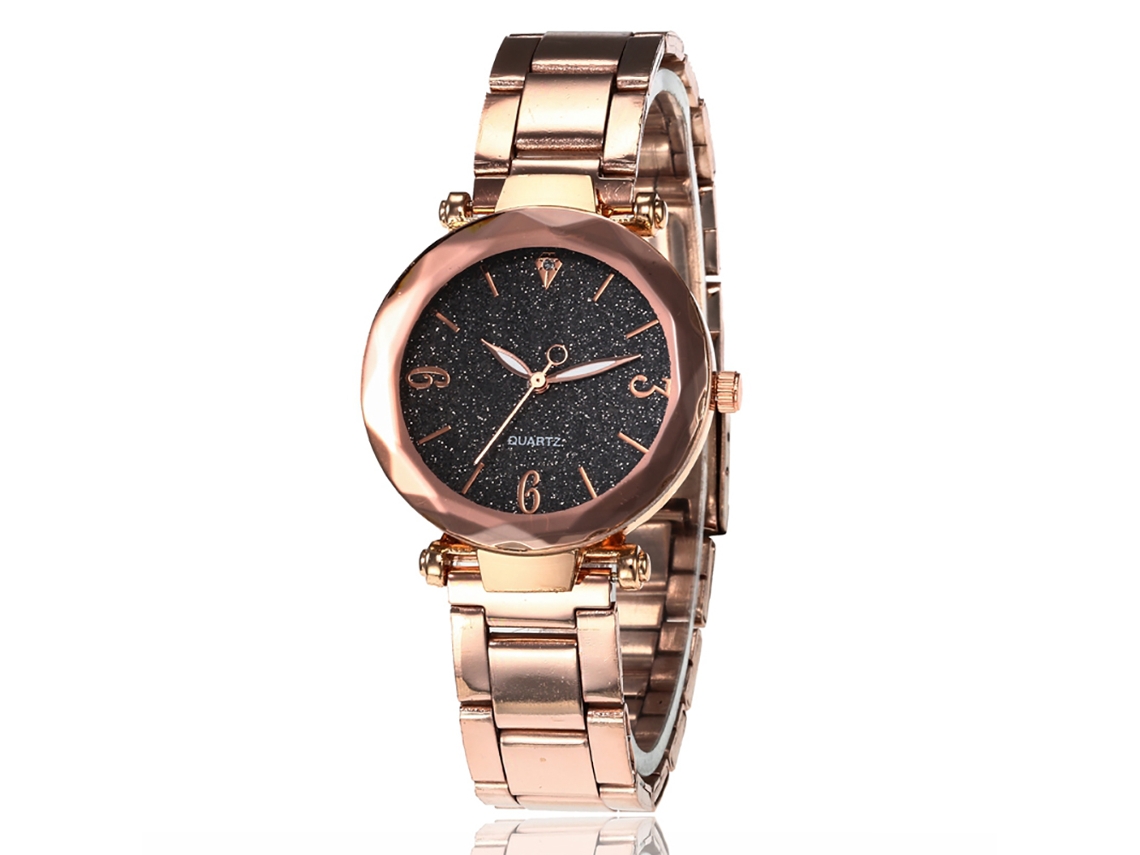 Reloj De Pulsera De Acero Inoxidable Para Mujer Con Esfera Redonda En Un Color Sólido Brillante - Cuarzo