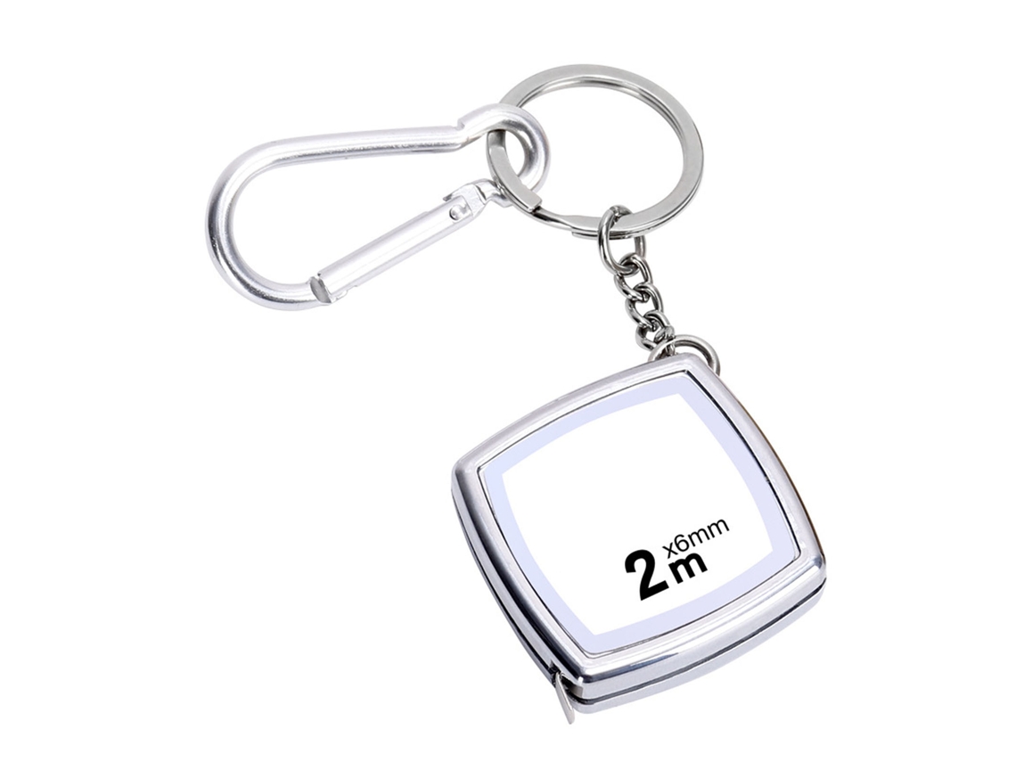 Cinta métrica en miniatura con llavero, de acero, retráctil, portátil, 2 metros de longitud.