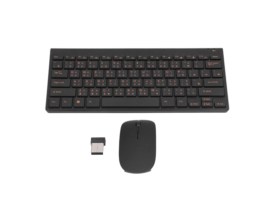 Teclado E Mouse Sem Fio 2.4g Combo 78 Teclas Chines Inglês Gravação Laser Silencioso Abs