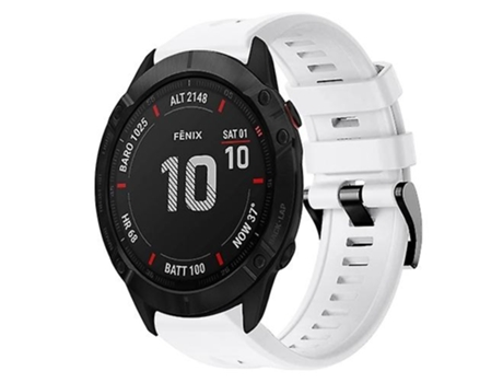 Correa para Garmin Fenix 6X Zafiro Hebilla de metal Correa de reloj de silicona de color sólido Blanco VENISYMLIS