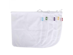 Juego de 5 bolsas de lona multifuncionales, reutilizables y plegables con cordón para frutas y verduras.