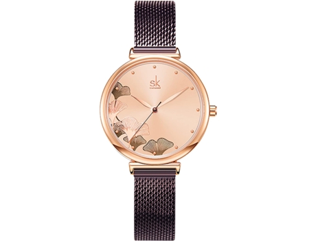 VEANXIN Relojes de pulsera impermeables estilo acero inoxidable para mujer-S-oro rosa