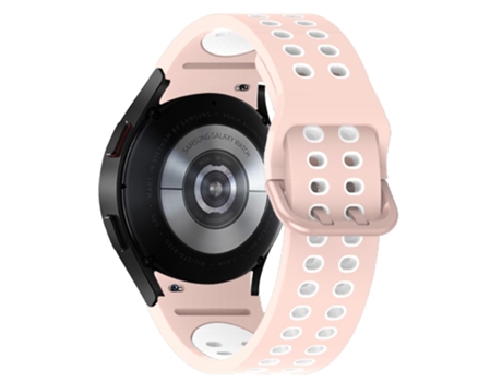 Correa de Silicona 20mm de dos colores con hebilla de doble orificio para Samsung Galaxy Watch4 40mm/44mm/Watch4 Classic 42mm/46mm - rosa/blanco