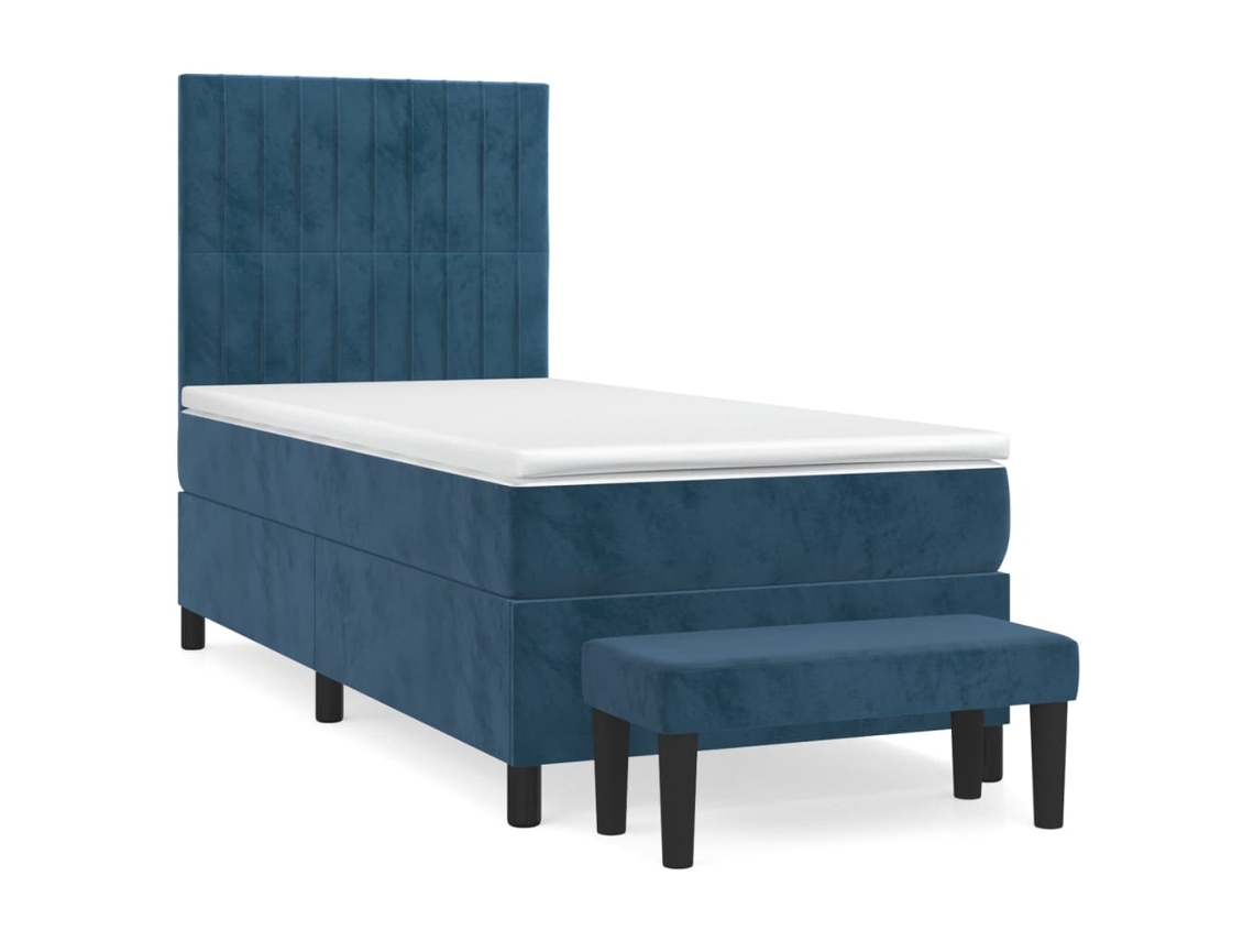 Maison Exclusive - Cama Box Spring Con Colchón Terciopelo Azul Oscuro 90x190 Cm