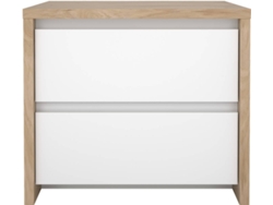 Mesita de Noche TVILUM Lamego 2 Cajones (Blanco y Roble - 51.6x48.1x45.4 cm)