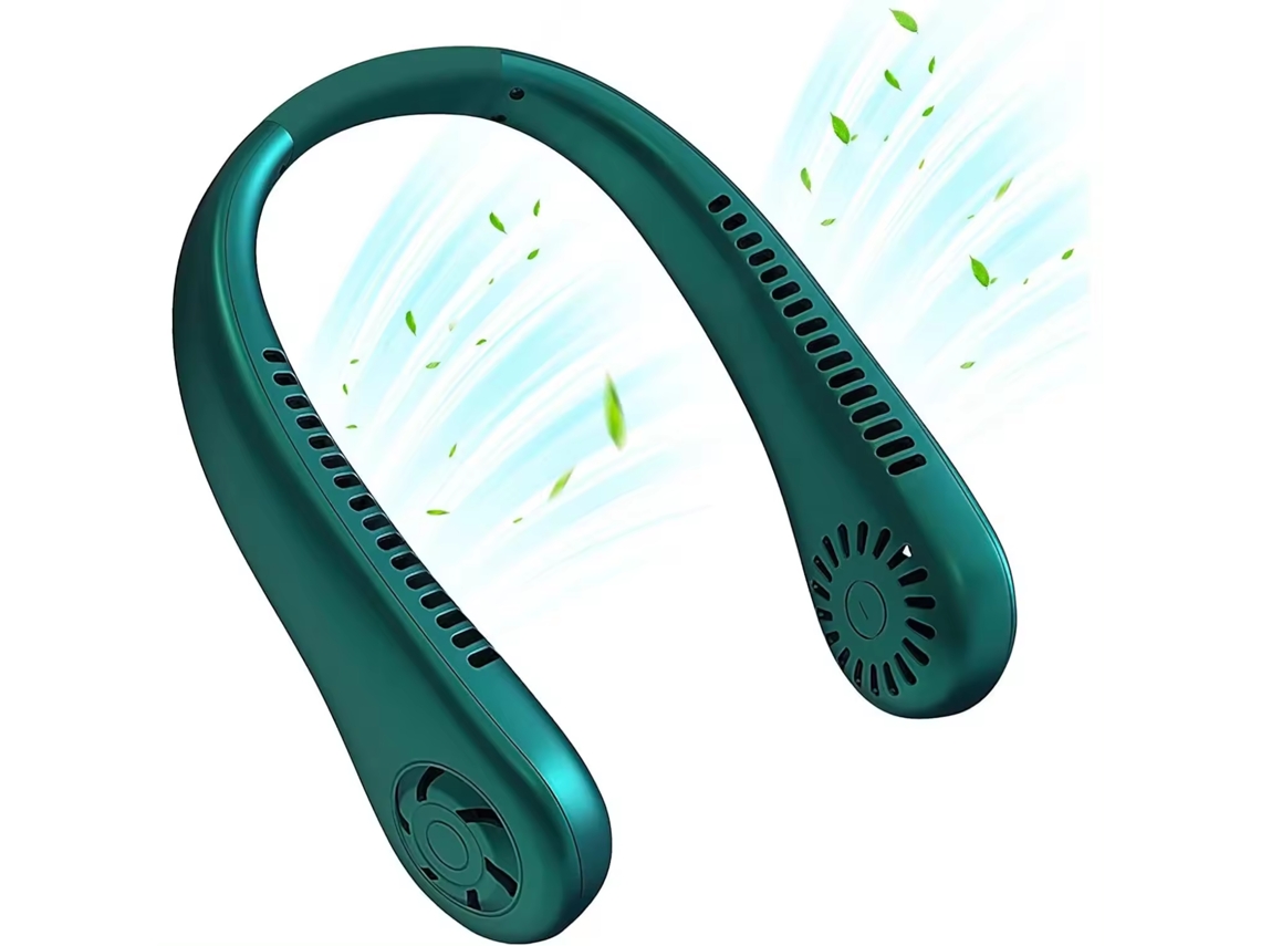 (verde) Ventilador De Cuello Sin Aspas, Recargable Por Usb, Flujo De Aire Potente, Brisa Silenciosa Y Natural.