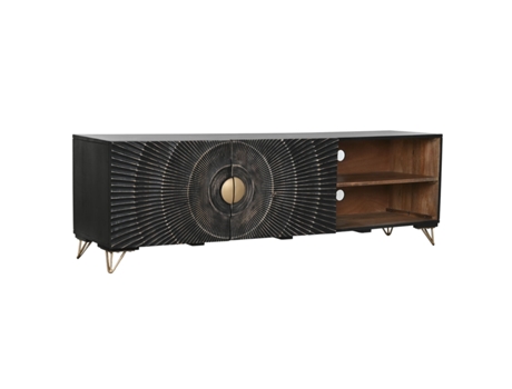 Mueble de TV HOME ESPRIT Negro Metal Madera de mango 160 x 40 x 50 cm