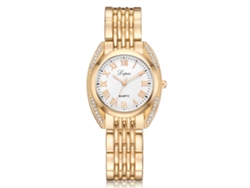 Reloj De Cuarzo Lvpai Para Mujer Con Números Romanos, Diamantes De Imitación Y Brazalete De Oro Blanco.