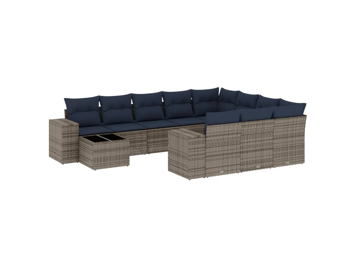 Maison Exclusive - Conjunto De Sofá De Jardín De 11 Piezas Con Cojines, Poliratán Gris