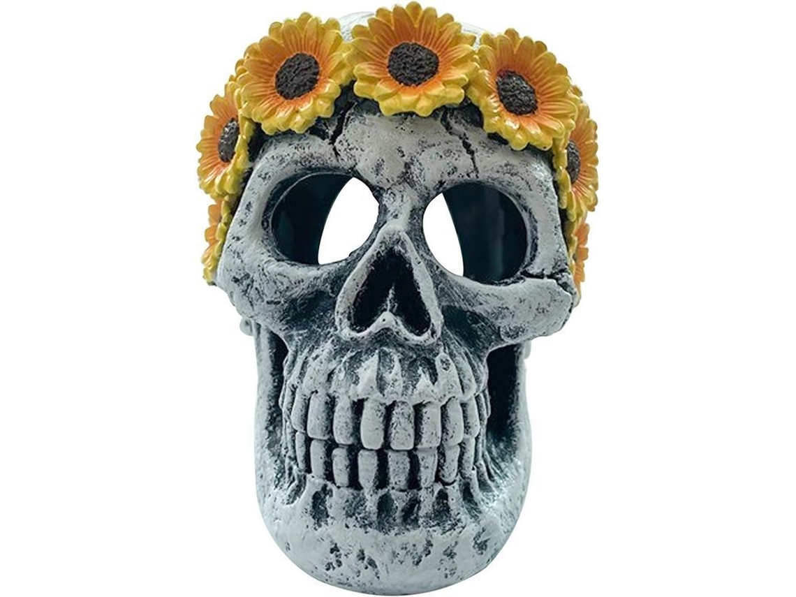 Calavera Decorativa Gótica Con Patrones, Modelo De Calavera Humana Para Halloween Y Fiestas.