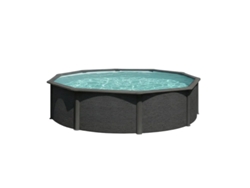 Piscina redonda elevada Gre Kit460gy color antracita, Ø 460x120 cm, de acero con filtro de arena de 4 m³/h.