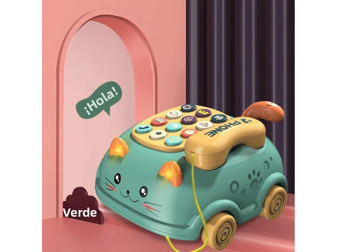 Teléfono Musical 3 En 1 (verde) Para Bebés, Juguete Interactivo De Aprendizaje Para Niños Pequeños, Con Luces.