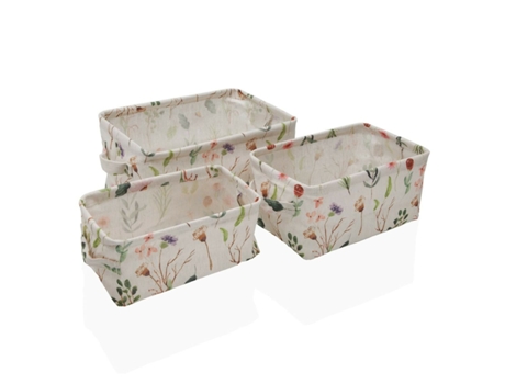 Juego de Cestas Versa Sansa Rectangular 28 x 18 x 14 cm Textil