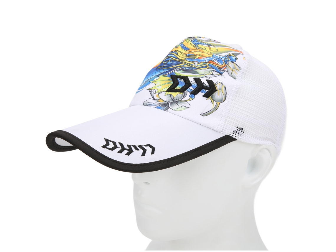 Gorra De Pesca, Poliéster Y Nailon, Ajustable, Transpirable, Resistente Al Sudor, Para Deportes Al Aire Libre, Blanca.
