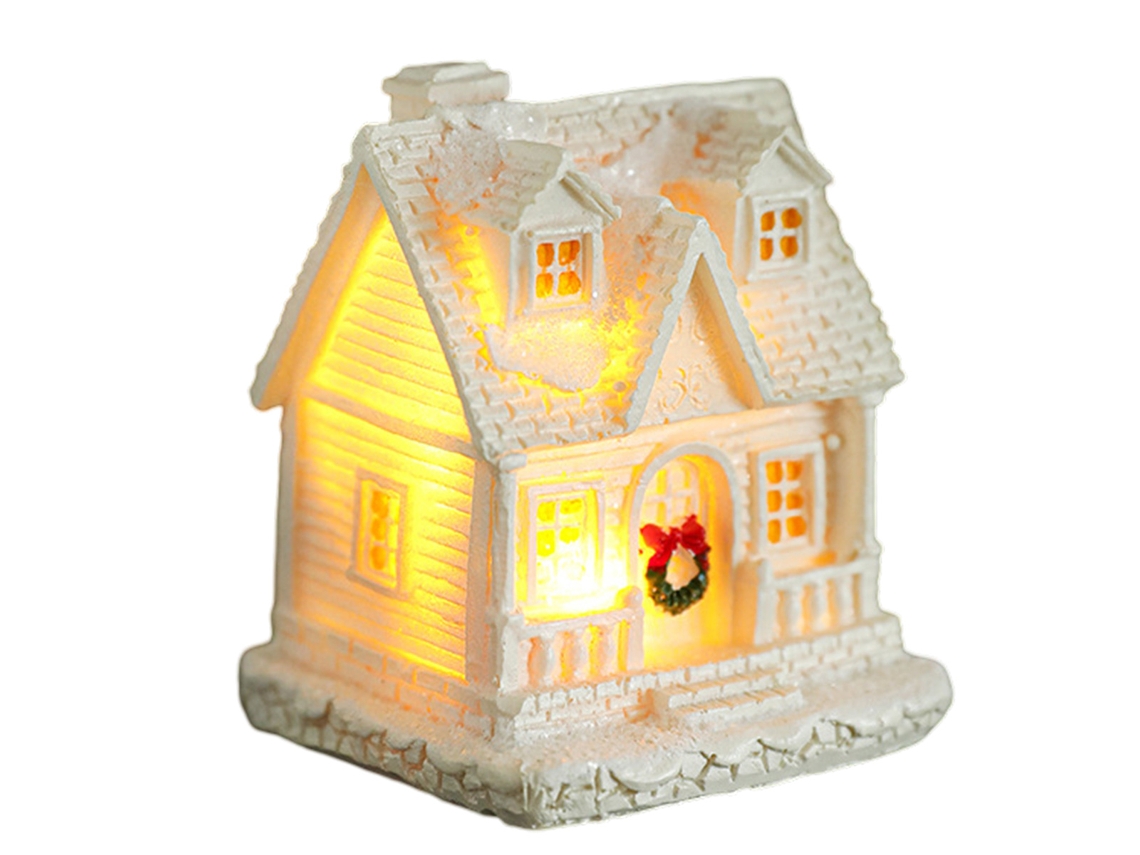 Casa navideña decorativa con luces, escena de resina TRUYUETY
